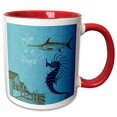 thumbnail image 1 of 3drose, Life Is a Beach Cottages with Fish and Seahorse Beach Theme, 11oz Two-tone Red Mug, 1 of 6