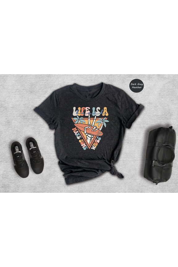 Life Is A Beach Skeleton Surfing Summer Vacation T-Shirt All Size S-5XL