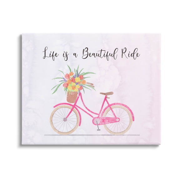Life Is A Beautiful Ride Bicycle Inspirational Graphic Art Gallery Wrapped Canvas Print Wall Art