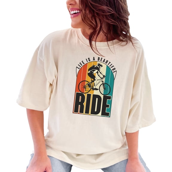 Life Is A Beautiful Ride Inspirational, Ivory Comfort Colors T-Shirt, Medium