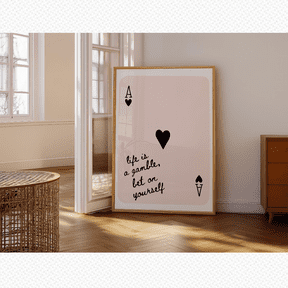 Life Is A Gamble Bet On Yourself Ace Of Hearts Motivational Quote Poster, Quote Poster, Dorm Wall Art, Trending Wall Art, Poster Only