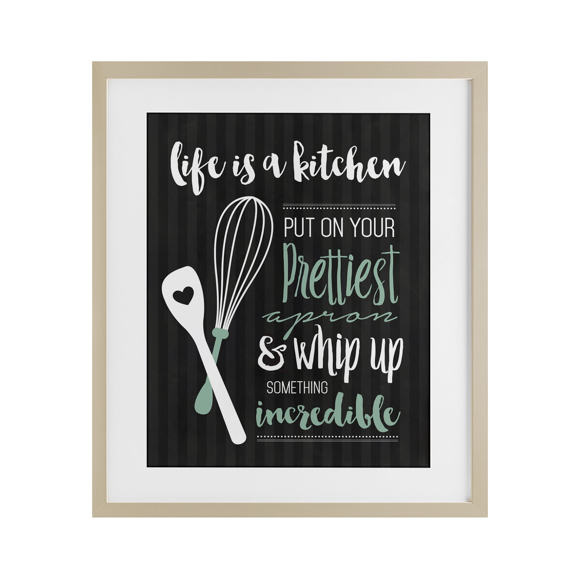 Life Is A Kitchen Motivational Birch Framed Print Under Glass, design by Lettered and Lined