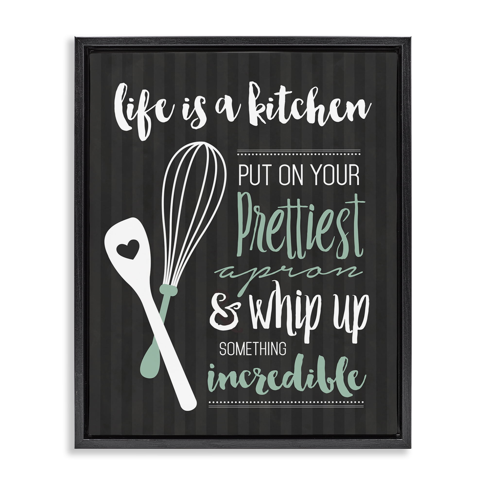 Life Is A Kitchen Motivational Black Framed Floater Canvas Wall Art, design by Lettered and Lined