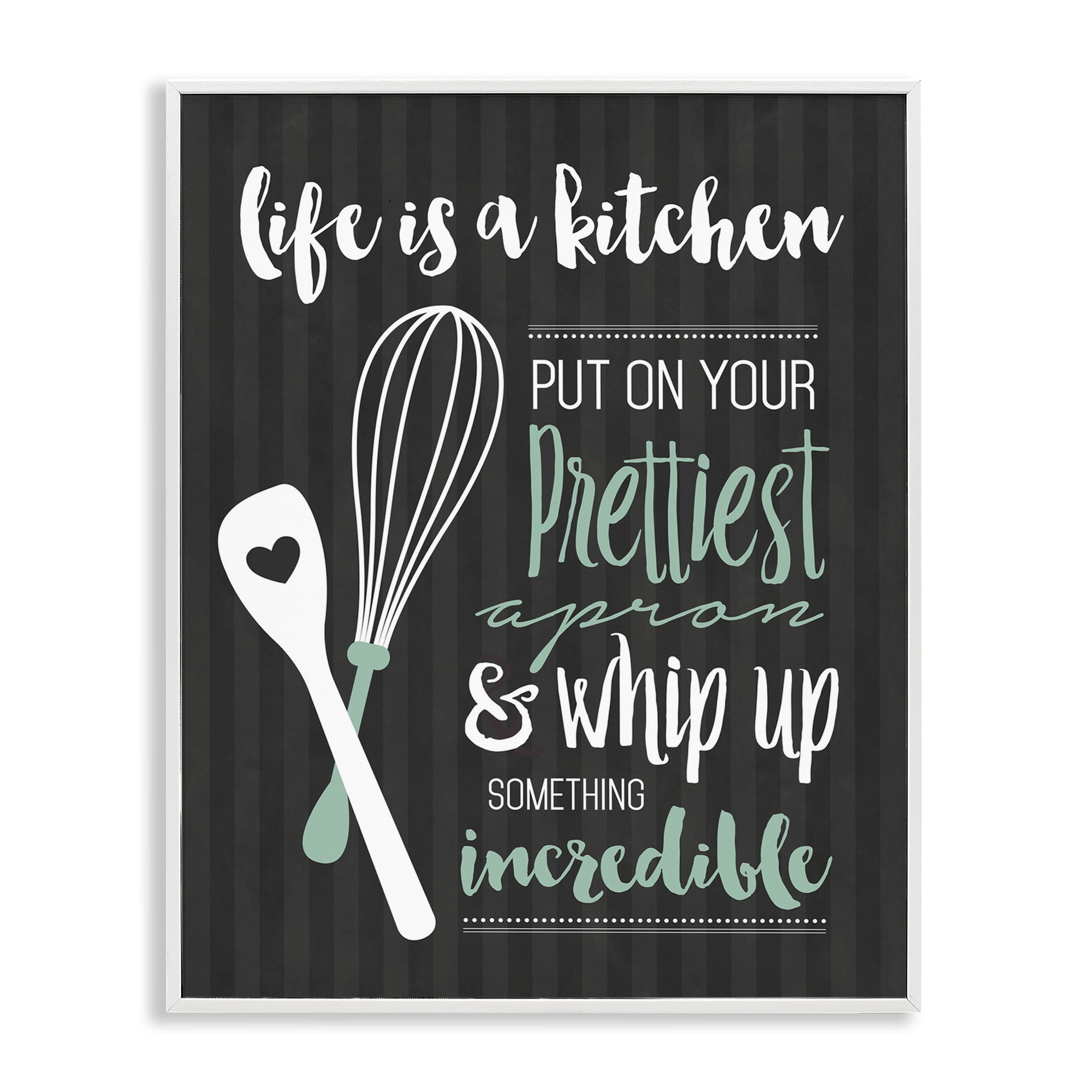 Life Is A Kitchen Motivational White Framed Giclee Art, design by Lettered and Lined
