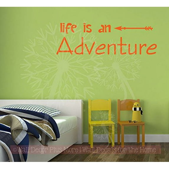 Life Is An Adventure Home Decor Vinyl Decals Wall Stickers, Orange, 36x11-Inch