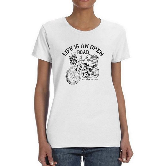 Life Is An Open Road Lineart Shaped T-Shirt Women -Image by Shutterstock, Female Small