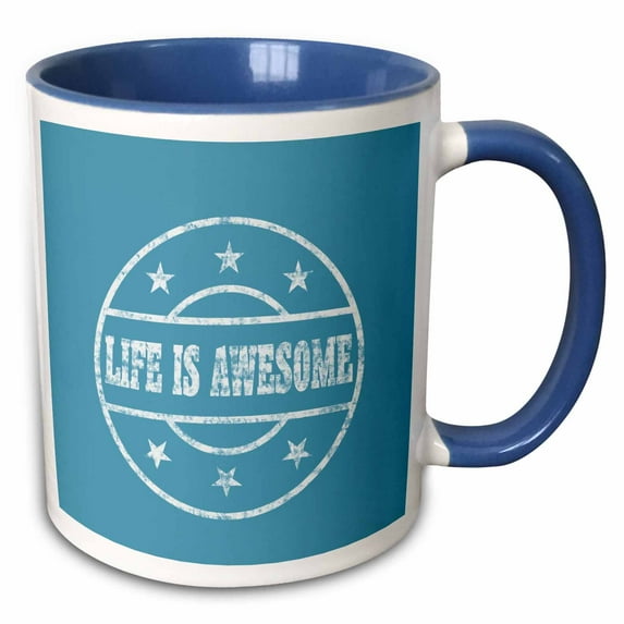 3drose, Life Is Awesome, 11oz Two-tone Blue Mug