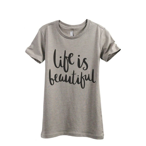 Life Is Beautiful Women's Fashion Relaxed T-Shirt Tee Heather Tan X-Large
