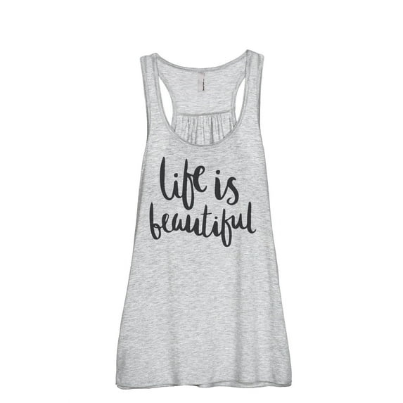 Life Is Beautiful Women's Fashion Sleeveless Flowy Racerback Workout Yoga Tank Top Sport Grey X-Large