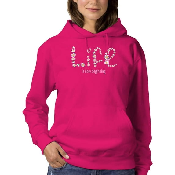 Life Is Beggining Daisies Hoodie Women -Image by Shutterstock, Female Large