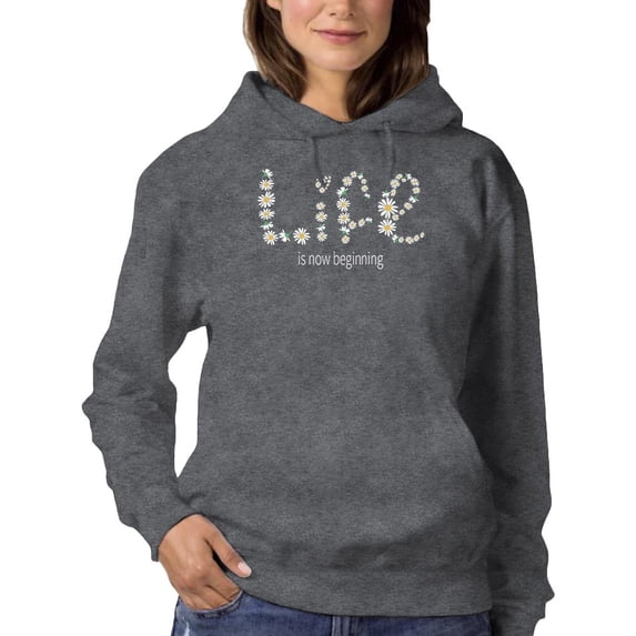 Life Is Beggining Daisies Hoodie Women -Image by Shutterstock, Female XX-Large