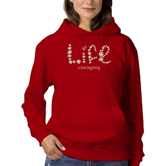 Life Is Beggining Daisies Hoodie Women -Image by Shutterstock, Female XX-Large