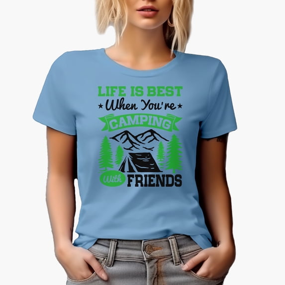 Life Is Best When You're Camping with Friends, Baby Blue T-Shirt, 3XL