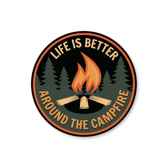 Life Is Better Around The Campfire Camping Aluminum Metal Decor Sign - 12" Round