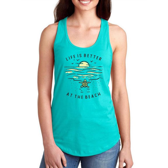 Life Is Better At Beach Art Racerback Tank Women -Image by Shutterstock, Female Small