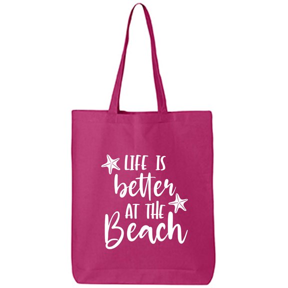Life Is Better At The Beach Cotton Canvas Tote Bag