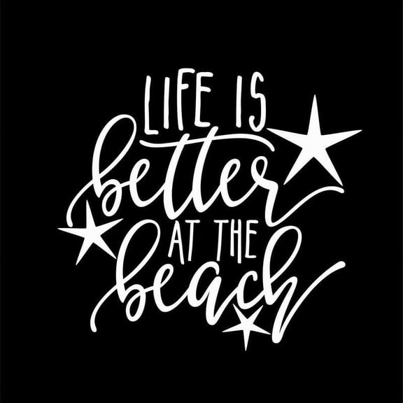 Life Is Better At The Beach Decal Sticker | 5.5-Inches By 5.1-Inches | White Vinyl