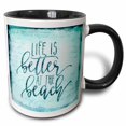thumbnail image 1 of 3drose, Life Is Better at the Beach Typography Art, 15oz Two-tone Black Mug, 1 of 6