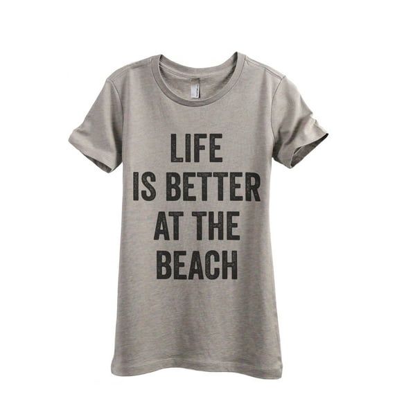 Life Is Better At The Beach Women's Fashion Relaxed T-Shirt Tee Heather Tan 2X-Large