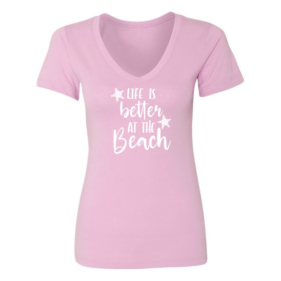 Life Is Better At The Beach Womens V-Neck T-Shirt