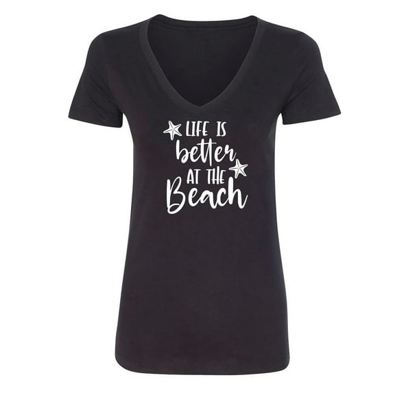 Life Is Better At The Beach Womens V-Neck T-Shirt