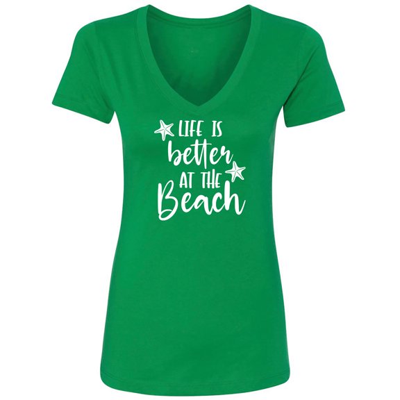 Life Is Better At The Beach Womens V-Neck T-Shirt