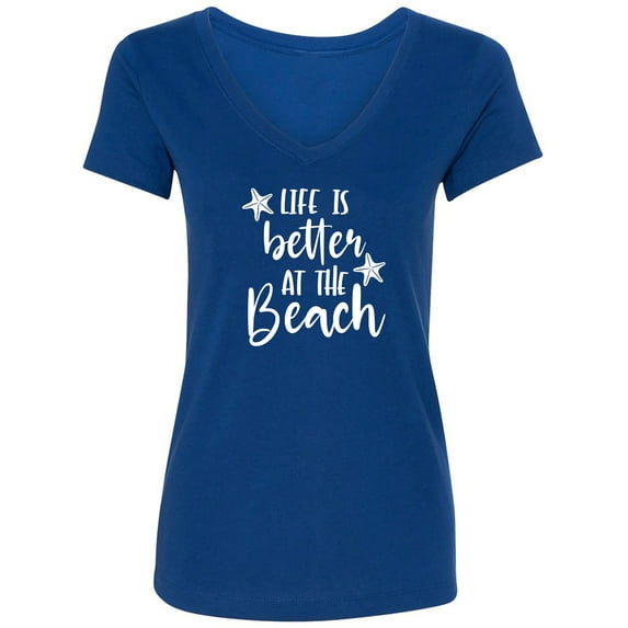 Life Is Better At The Beach Womens V-Neck T-Shirt