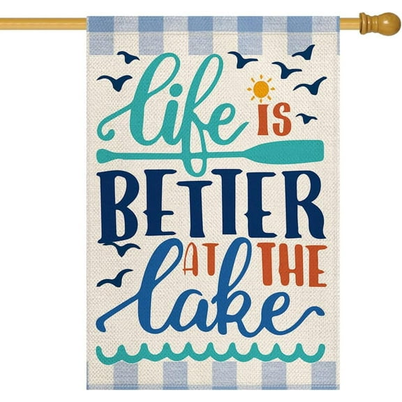 Life Is Better At The Lake Garden Flag 12x18 Inch Double Sided Outside, Lakeside Holiday Yard Outdoor Decoration