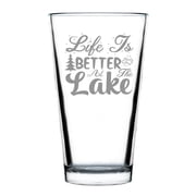 Life Is Better At The Lake Pint Glass, Hand Engraved Lake Themed Glass, Etched Drinking Glass, Unique Lake House Gift Idea