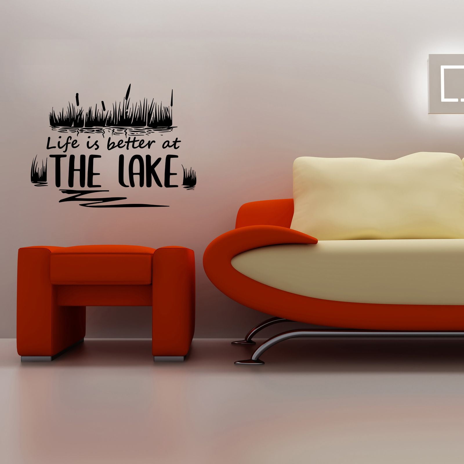 Life Is Better At The Lake Quote Lake House Cabin Fishing Scenery Vacation  Quotes Wall Decal Sticker Vinyl Art Mural for Girls / Boys Home Room Walls  Bedroom House Decor Decoration (8x10, image size:1600x1600