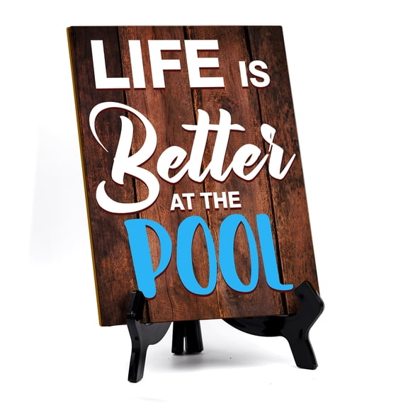 Life Is Better At The Pool Table Sign with Acrylic Stand (6x8“) | Funny Home Decor
