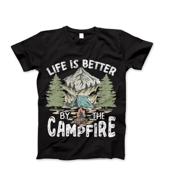 Life Is Better By The Campfire T-Shirt, Camp Crew Shirt, Camp Fire TShirt, Camping Squad Bonfire Nights Happy Camping Tee Shirt, Camper Shirt
