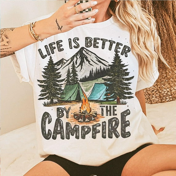Life Is Better By The Campfire T-shirt, Camping Shirt, Retro Camping Shirt TH210514
