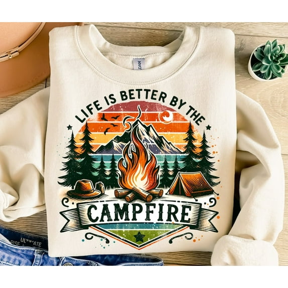 Life Is Better By The Campfire T-shirt, Camping Shirt, Retro T-shirt TH210529