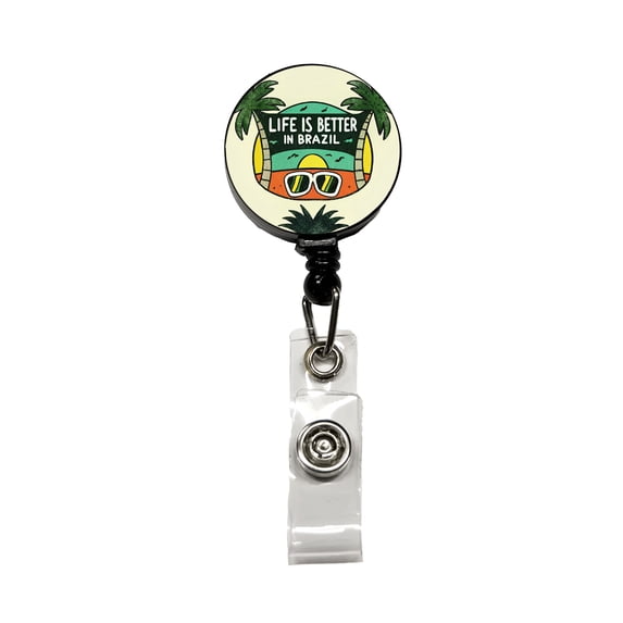 Life Is Better In Brazil Retractable Reel ID Badge Key Card Name Tag Holder with Clip