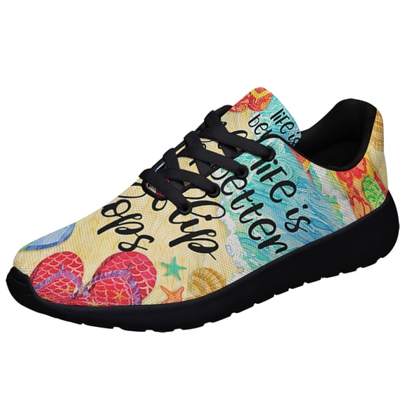 Life Is Better In Flip Flops Shoes Sneakers for Women Men Black Size 3.5