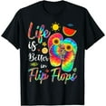 thumbnail image 1 of Life Is Better In Flip Flops Tee Tie Dye Hello Summer Beach T-Shirt, 1 of 4
