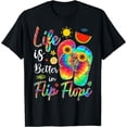 thumbnail image 1 of Life Is Better In Flip Flops Tee Tie Dye Hello Summer Beach T-Shirt, 1 of 3