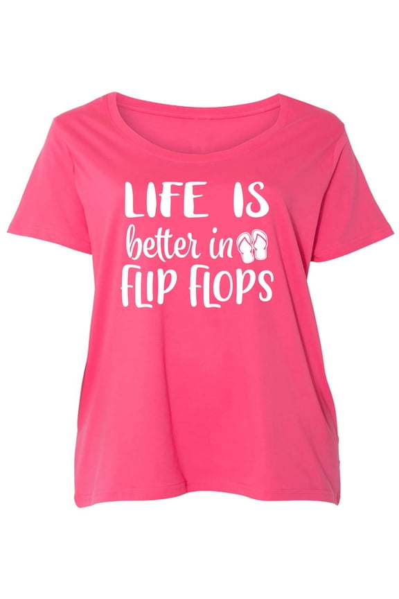 Life Is Better In Flip Flops Womens Plus Size Scoopneck Tee