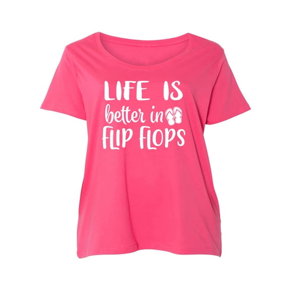 Life Is Better In Flip Flops Womens Plus Size Scoopneck Tee