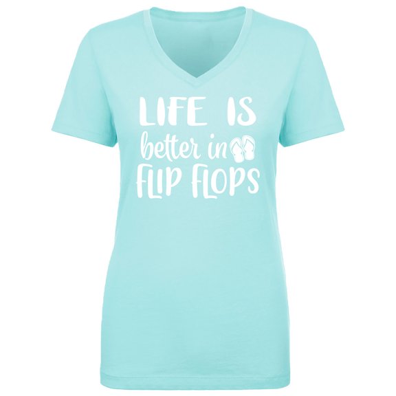 Life Is Better In Flip Flops Womens V-Neck T-Shirt
