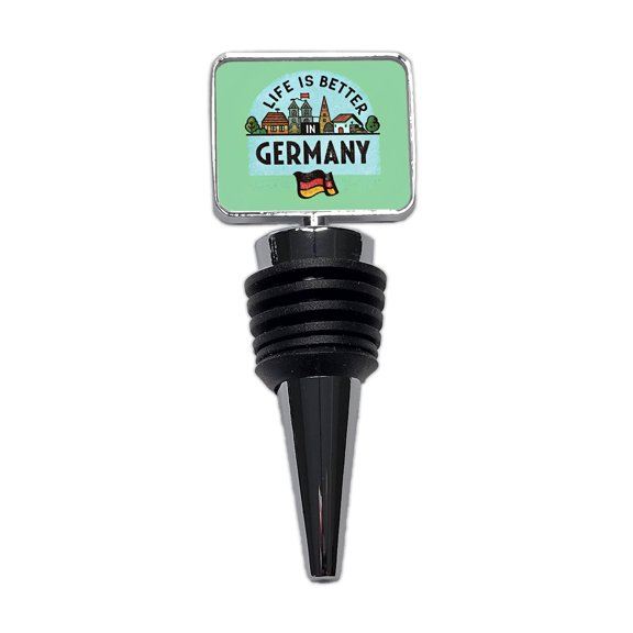 Life Is Better In Germany Flag Wine Bottle Stopper Cap Plug