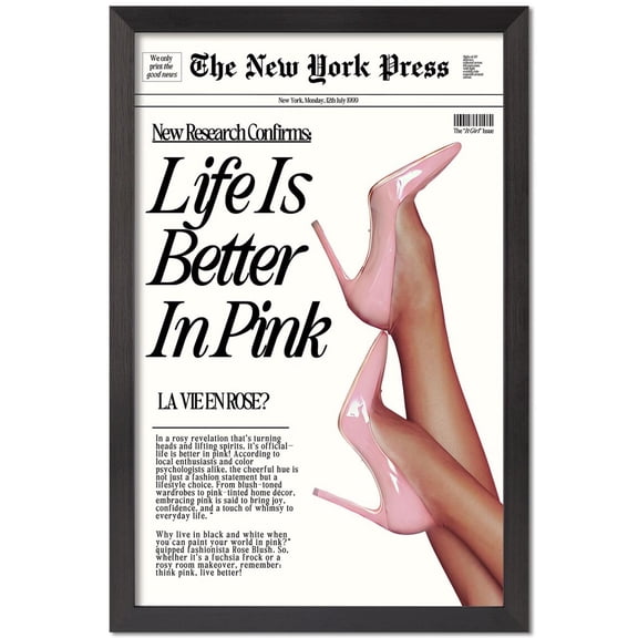 Life Is Better In Pink Poster, Fashion Newspaper Print, Glam Decor