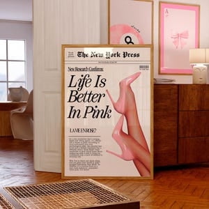Life Is Better In Pink Print, Teen Girl Wall Art, Pink Poster, Girly Bedroom Decor, Dorm Room Wall Print, Cute For Teen Girl, Poster Print UNFRAMED