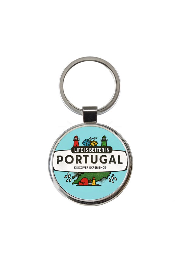 Life Is Better In Portugal Metal Round Keychain