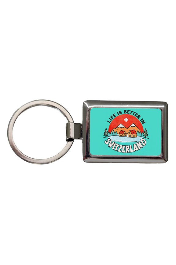 Life Is Better In Switzerland Metal Rectangle Keychain