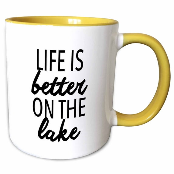 3drose, Life Is Better on the Lake, 15oz Two-tone Yellow Mug