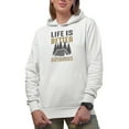 thumbnail image 1 of Life Is Better Outdoors, White Hooded Sweatshirt or Hoodie, Small, 1 of 5