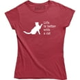 thumbnail image 1 of Life Is Better With A Cat - Animal Rescue Pet Lovers T-Shirt, 1 of 4