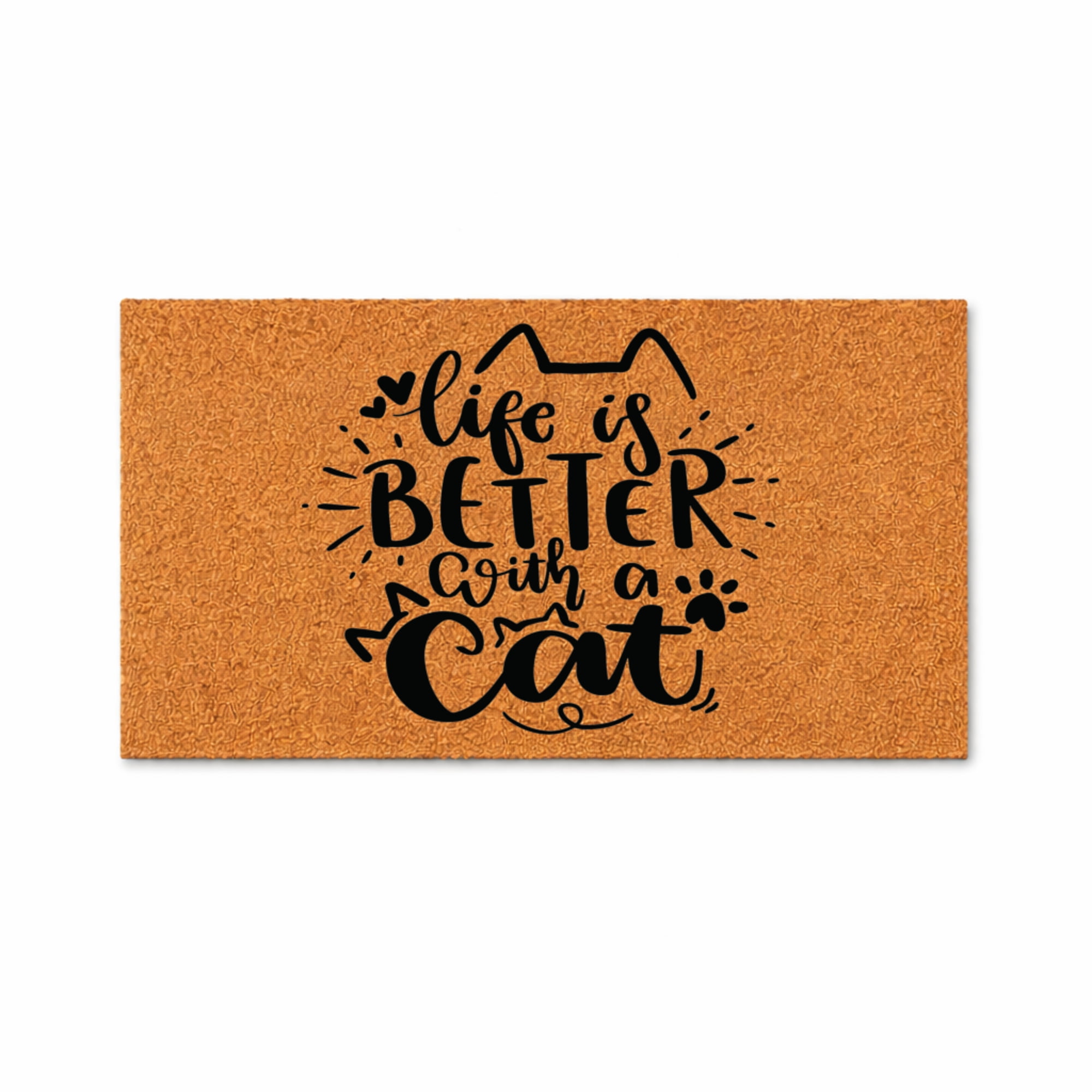 Life Is Better With A Cat Doormat, Cat Lover Entryway Welcome Mat, Decorative Indoor Outdoor Door Mat (16x24 inches) WoodByStu 6133